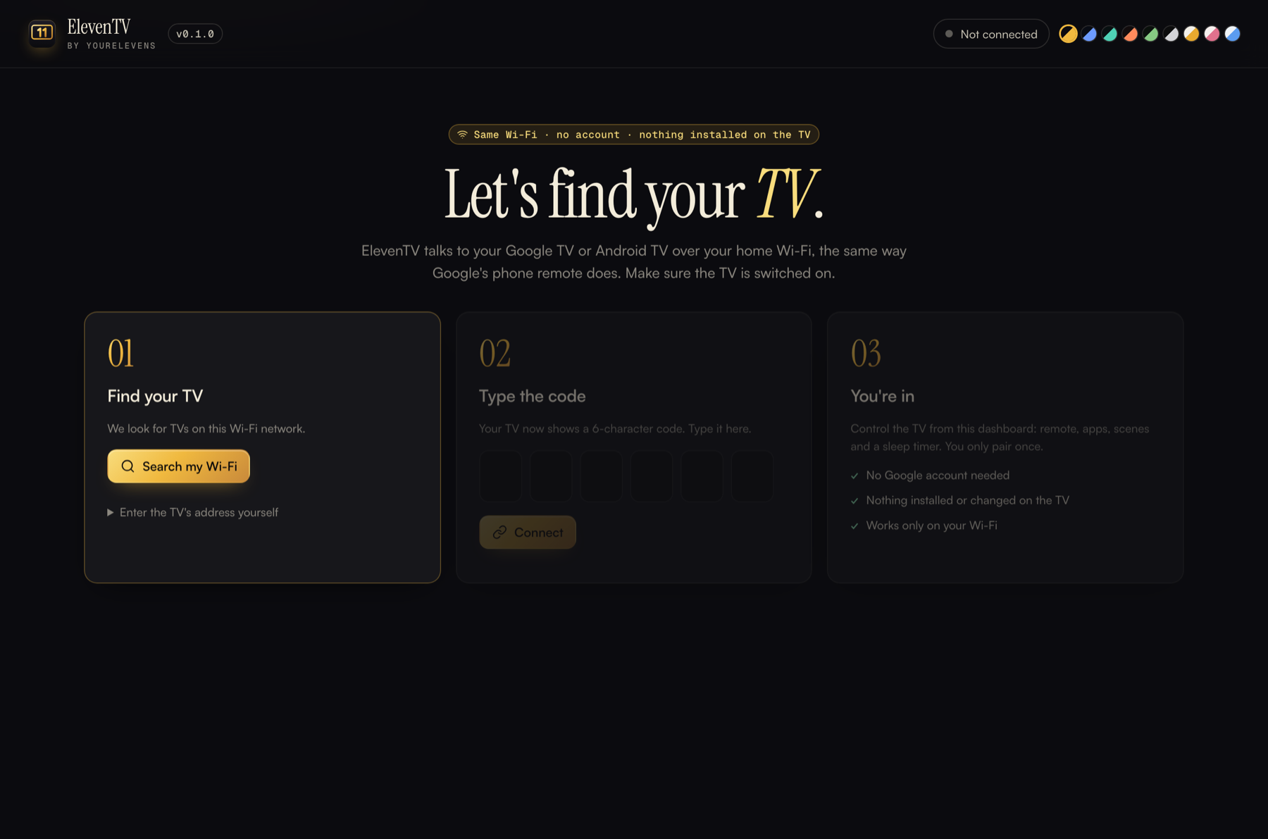 ElevenTV setup: find your TV